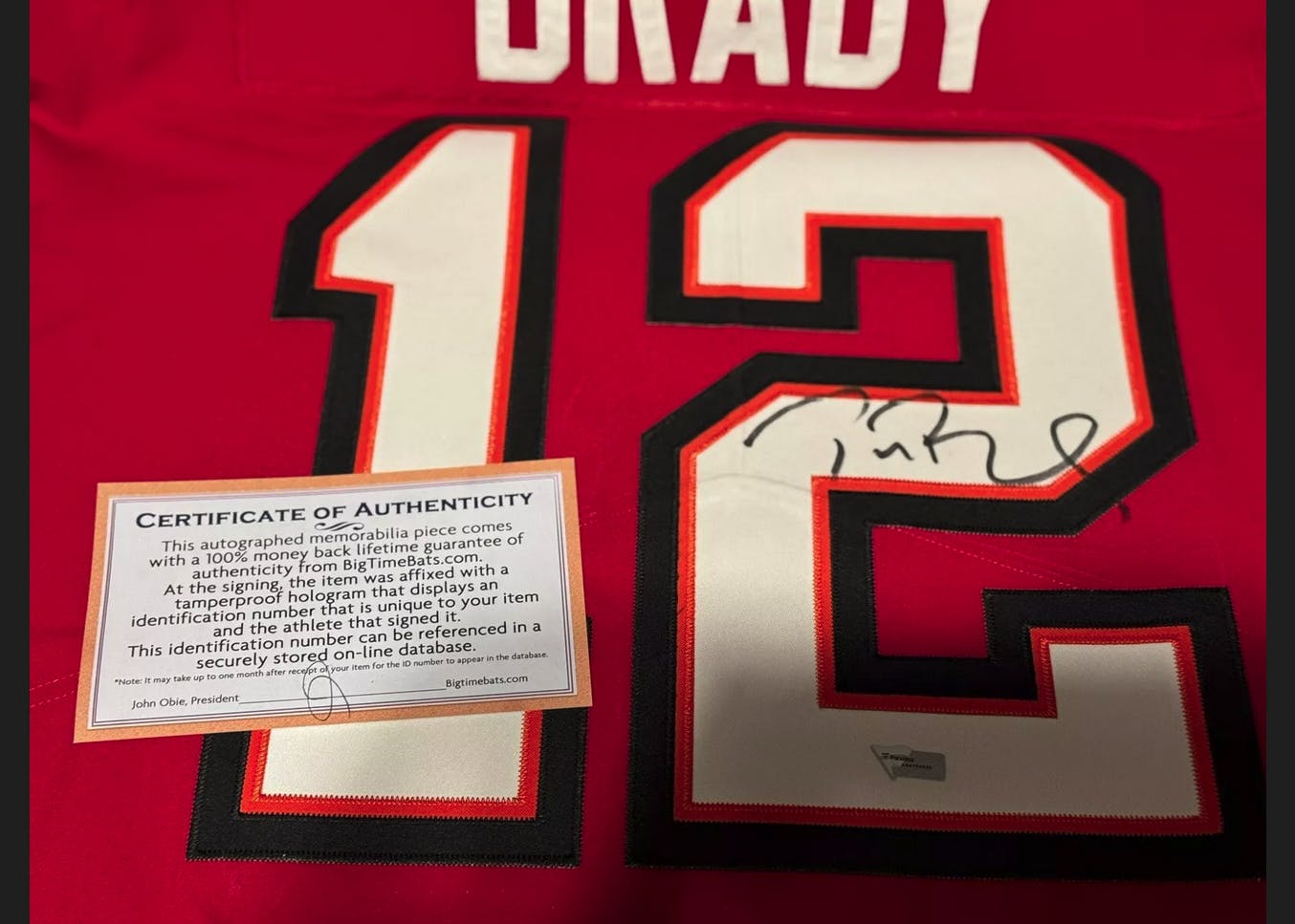 BigTimeBats Tom Brady Authenticated Autographed Retirement Jersey.