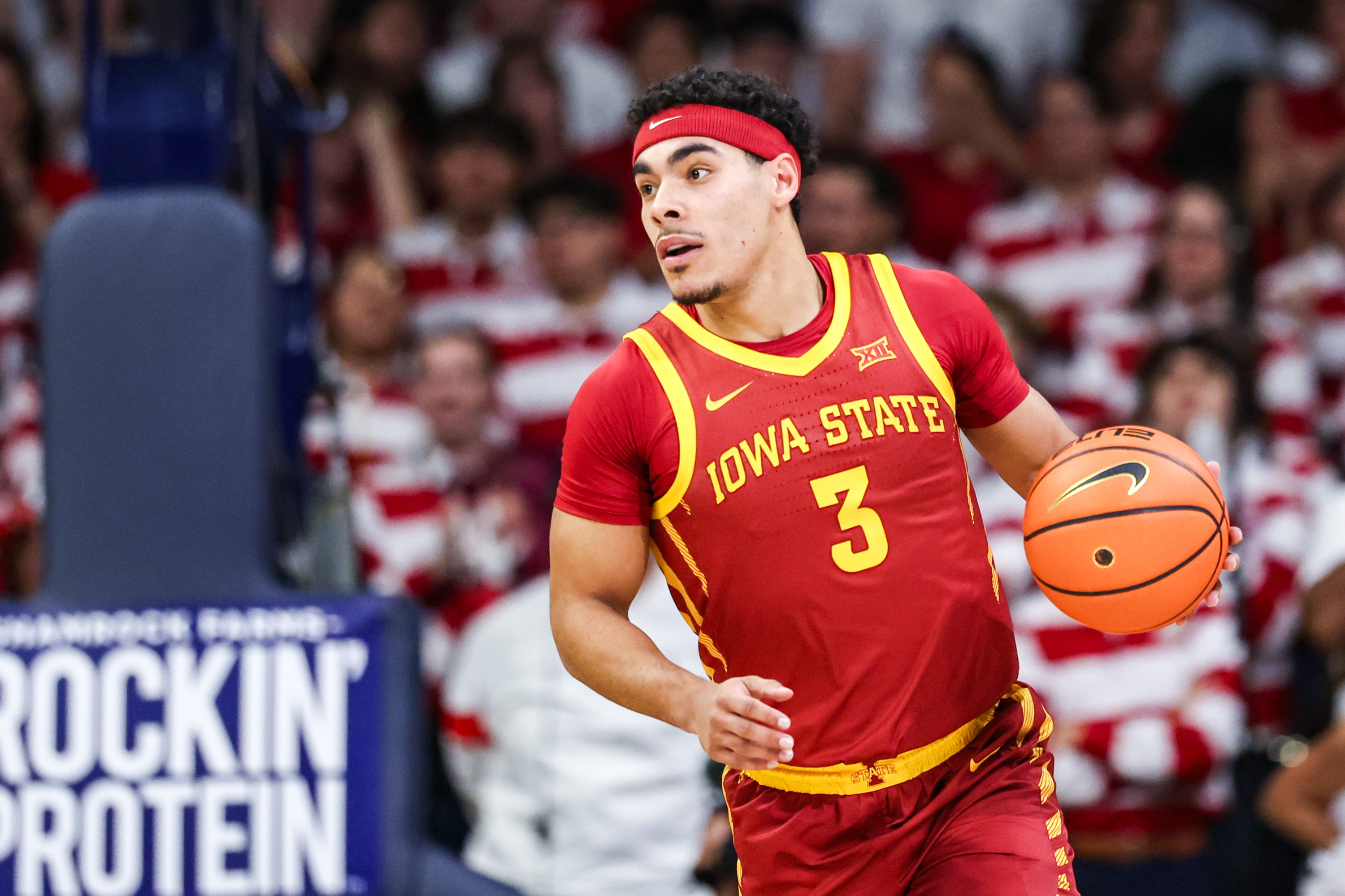 Iowa State Cyclones guard Tamin Lipsey (3) dribbles the ball as we break down our Tennessee State vs. Iowa State prediction.
