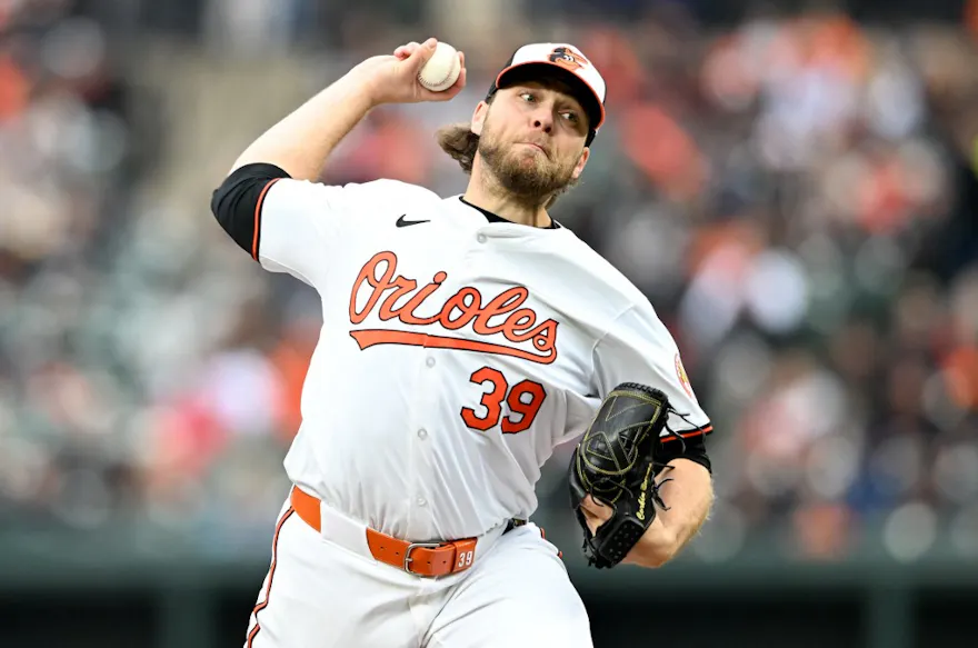 Corbin Burnes of the Baltimore Orioles pitches in the second inning against the Los Angeles Angels on Opening Day at Oriole Park at Camden Yards as we look at our 2024 MLB Cy Young odds.