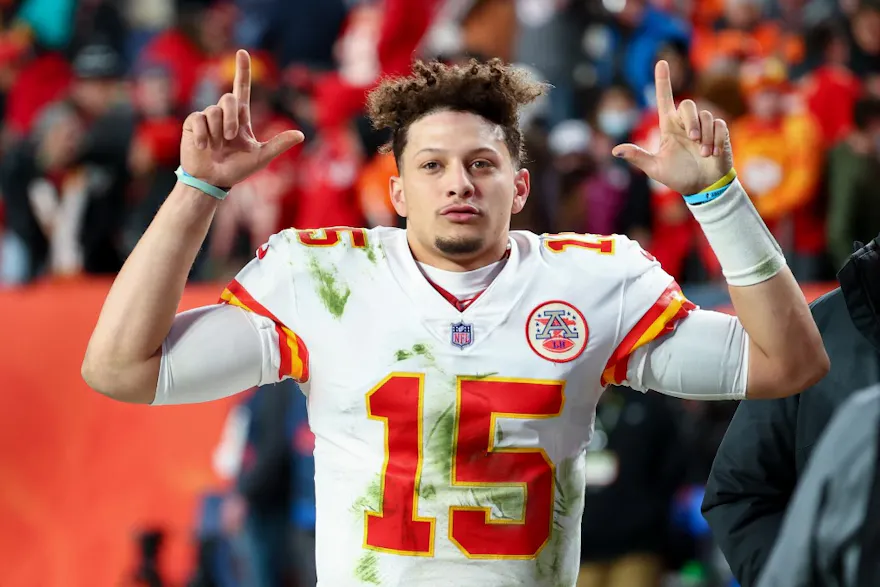 Patrick Mahomes of the Kansas City Chiefs leaves the field as we share our best Chiefs vs. Broncos prediction.