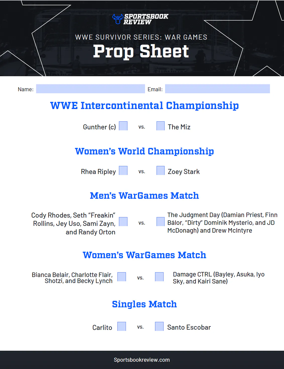 Survivor Series Prop Sheet 2023: Printable PDF Props List for Fun Party ...