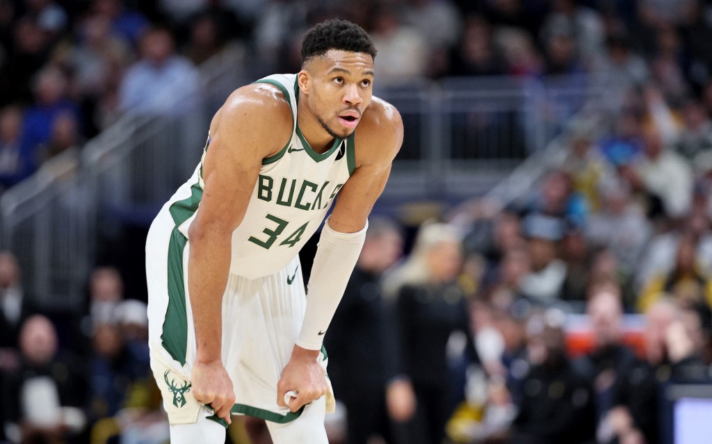 Giannis Antetokounmpo of the Milwaukee Bucks against the Indiana Pacers at Gainbridge Fieldhouse as we look at our Celtics-Bucks promo code for BetRivers.