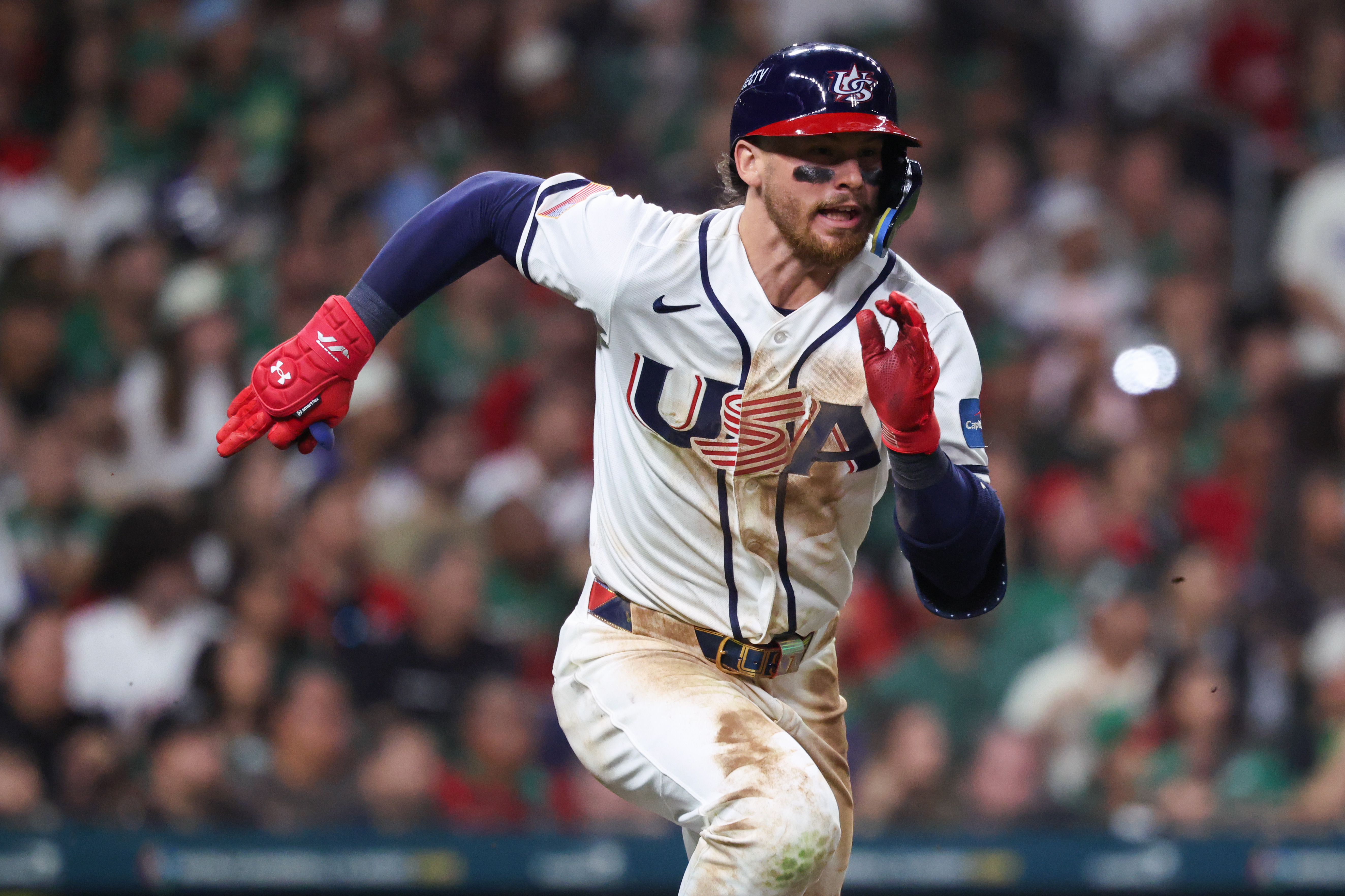 United States infielder Bobby Witt Jr. - who's featured in my United States vs. Venezuela predictions - hits a double. 