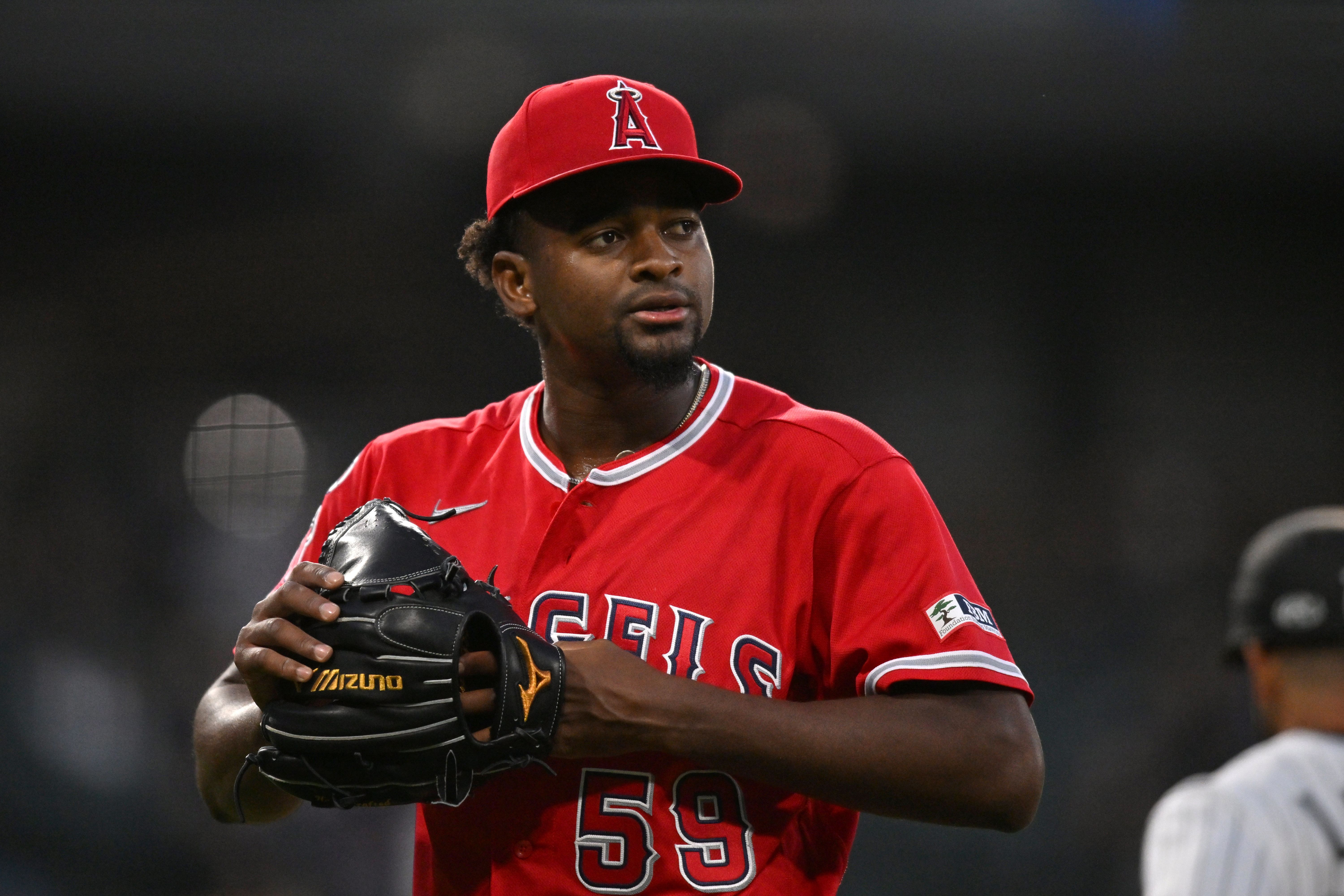 Los Angeles Angels pitcher Jose Soriano walks back to the dugout, and he's featured in our best NRFI bets today.