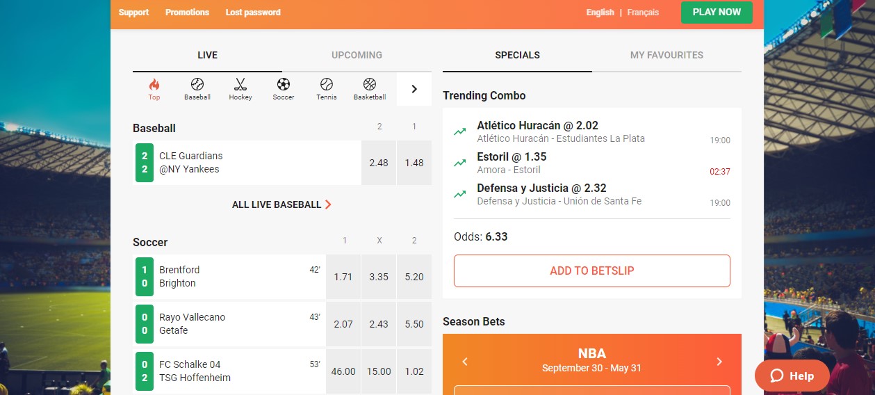 LeoVegas Sportsbook home page