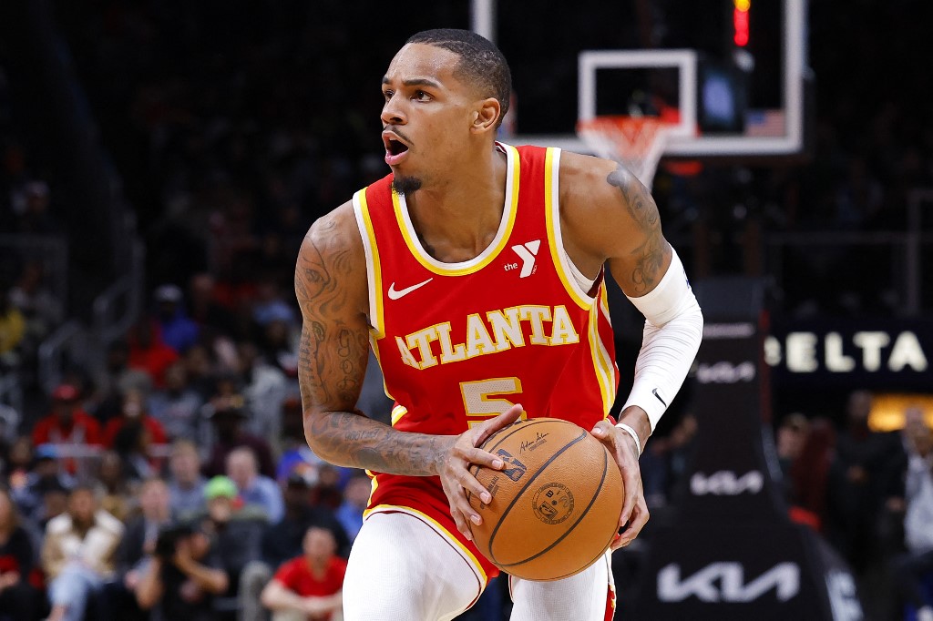 Dejounte Murray (5) is expected to be moved at the NBA trade deadline as we look at his next team odds