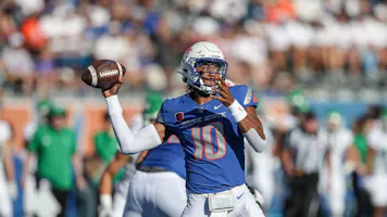 Quarterback Taylen Green is featured in our favorite Boise State vs. San Diego State prediction.