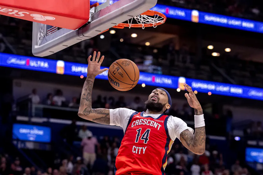 New Orleans Pelicans forward Brandon Ingram dunks the ball as we make our best Pelicans vs. Warriors player props.