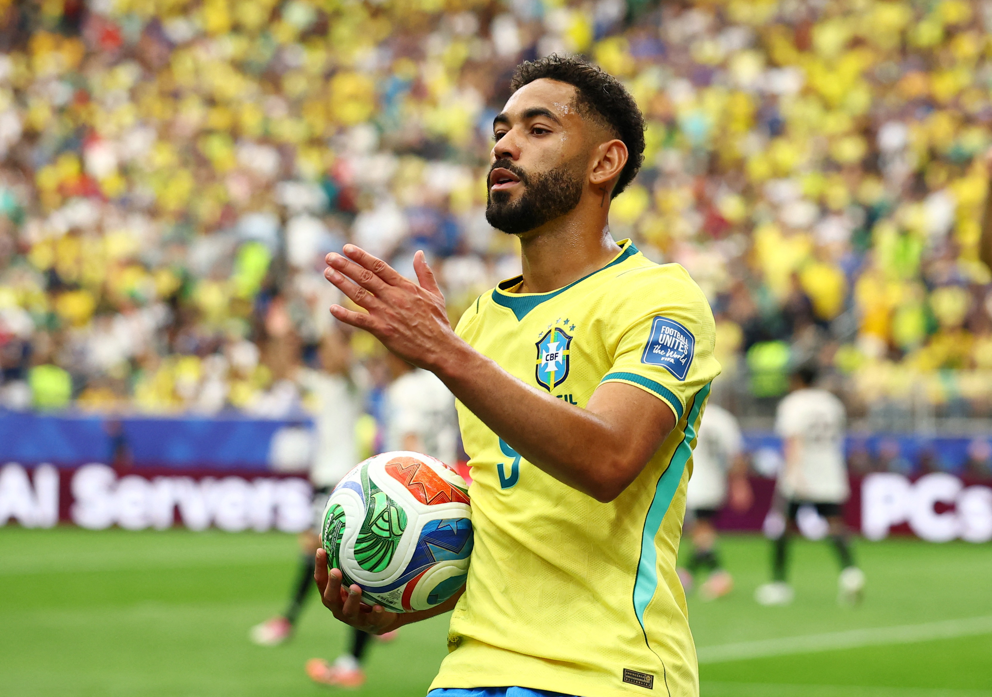Brazil's Matheus Cunha reacts as we break down our Brazil vs. Norway prediction.