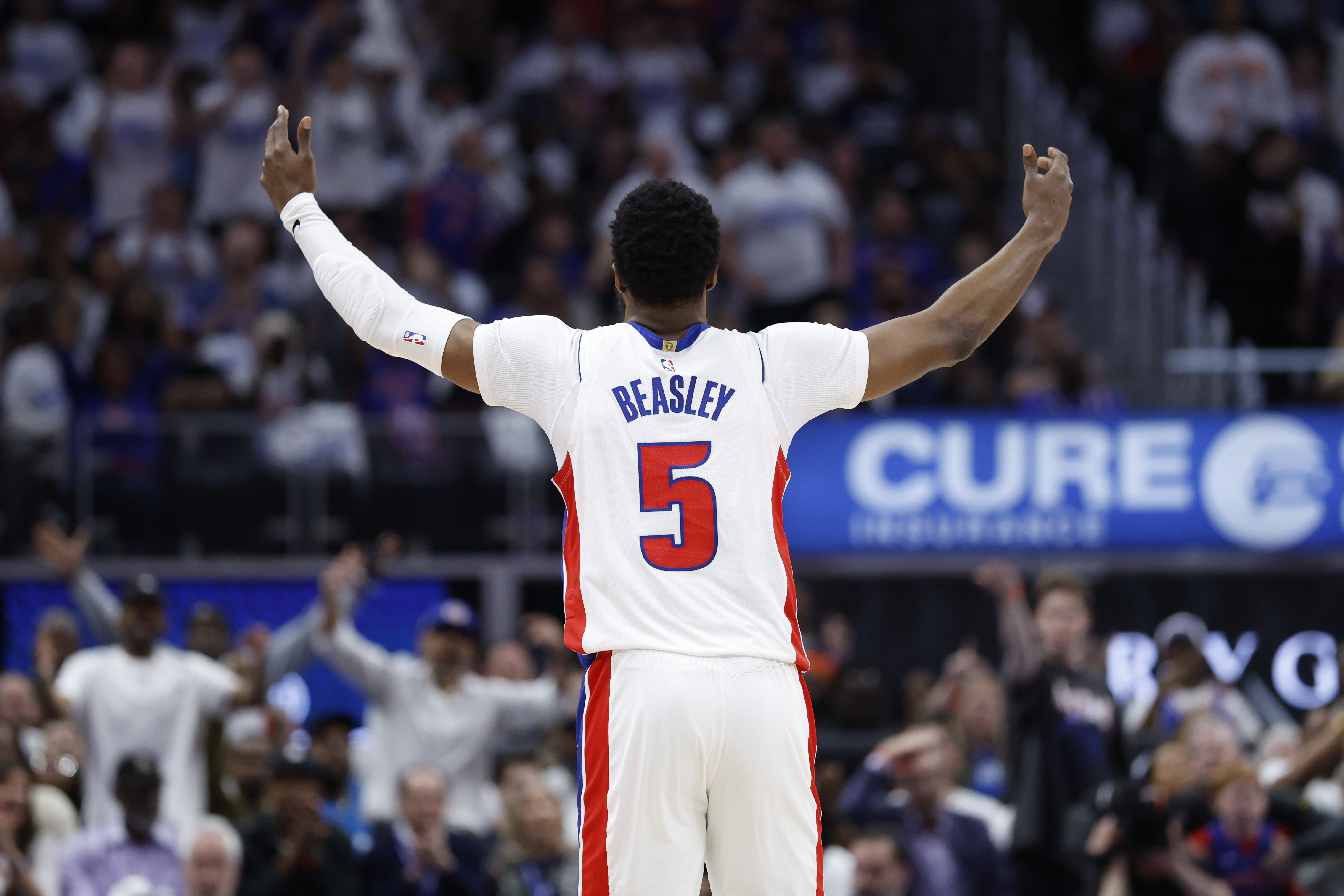 Detroit Pistons guard Malik Beasley celebrates as we look at his indictment for fixing NBA bet outcomes.