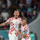Dejan Lovren and Luka Modric of Croatia after qualifying to World Cup Round of 16.