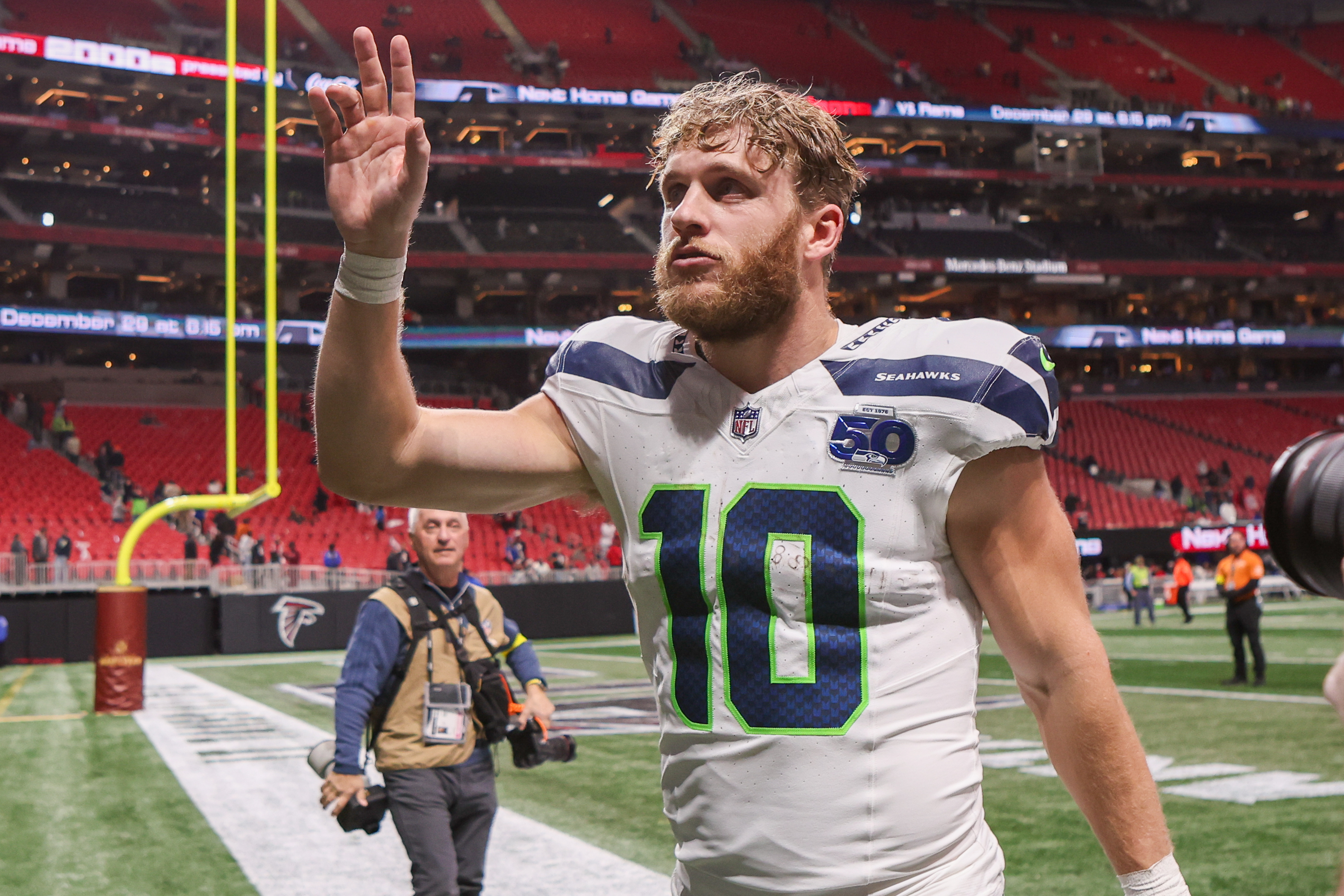  Seattle Seahawks wide receiver Cooper Kupp celebrates after a victory. 