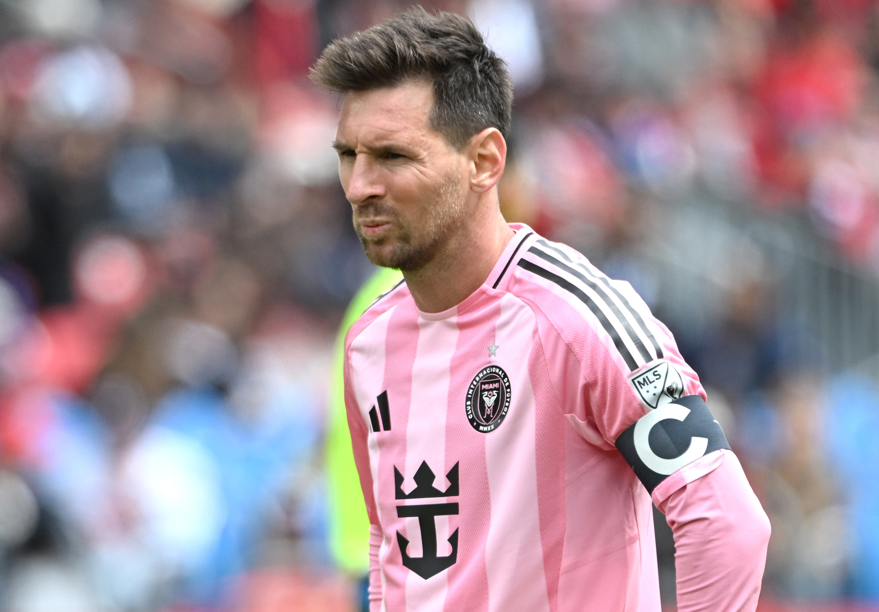 Inter Miami midfielder Lionel Messi (10), seen here lining up for a free kick during a game, is featured in our FC Cincinnati vs. Inter Miami prediction today.