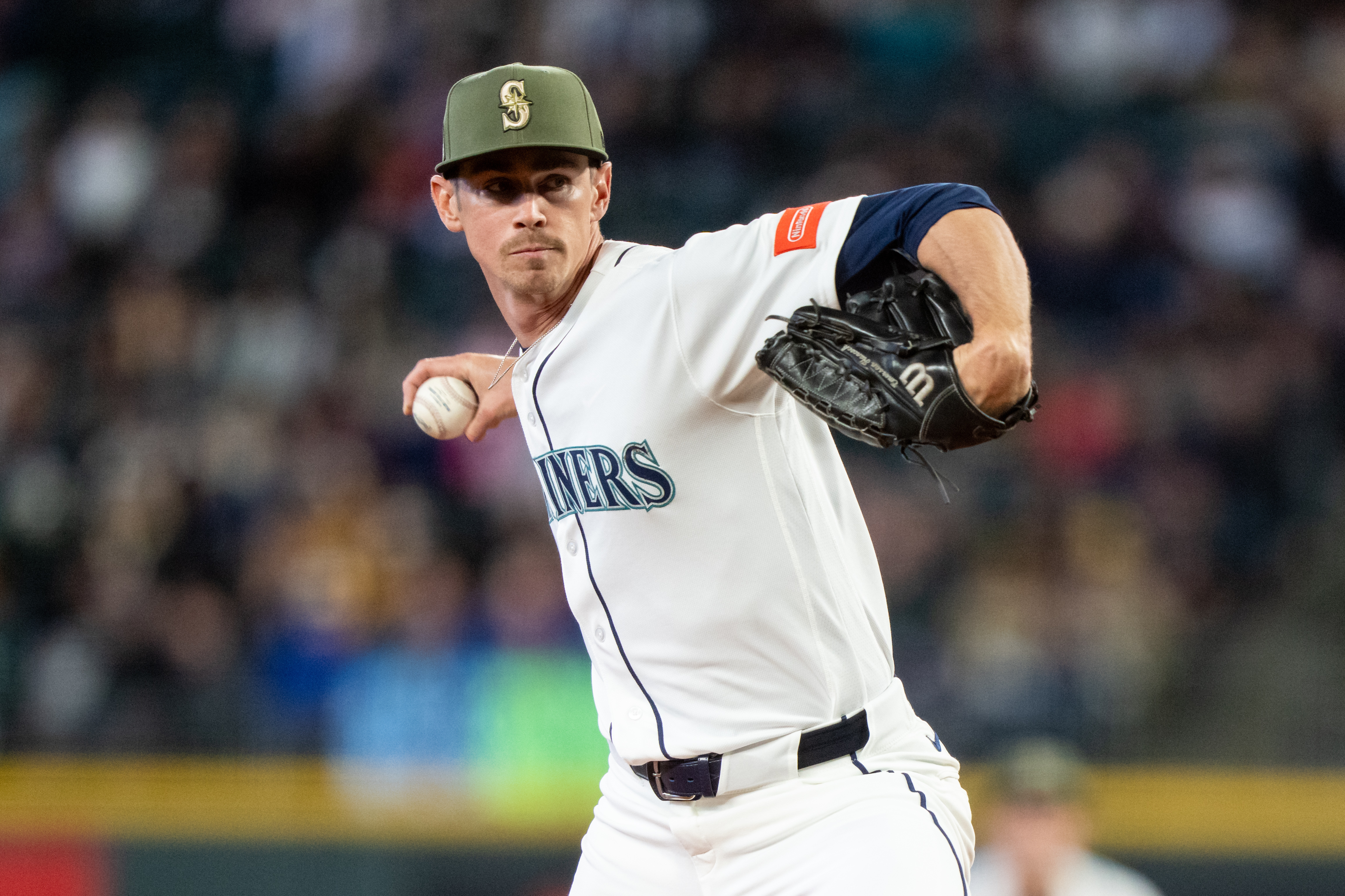 Seattle Mariners starter Emerson Hancock (26) delivers a pitch as we break down our Mariners vs. Athletics win probability.