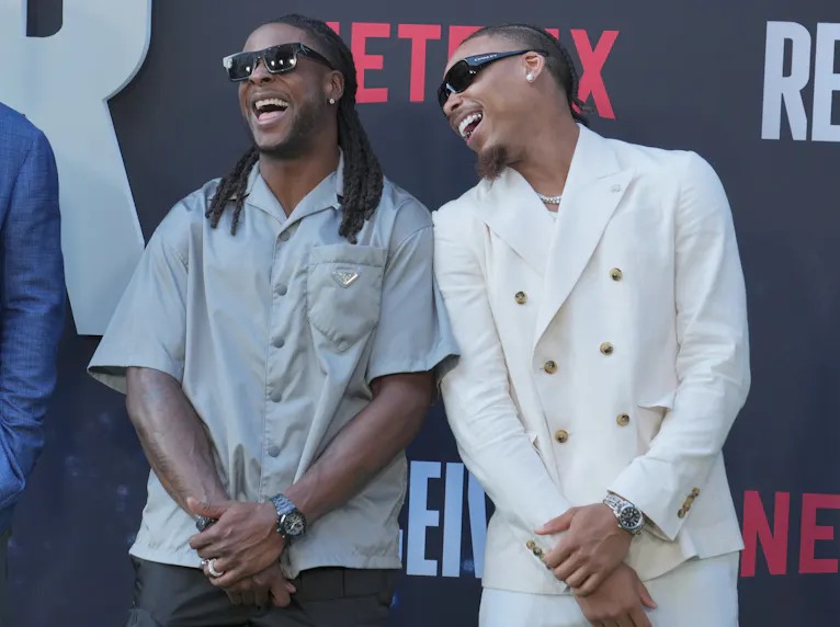 Davante Adams and Justin Jefferson at the Netflix's RECEIVER Los Angeles Premiere.