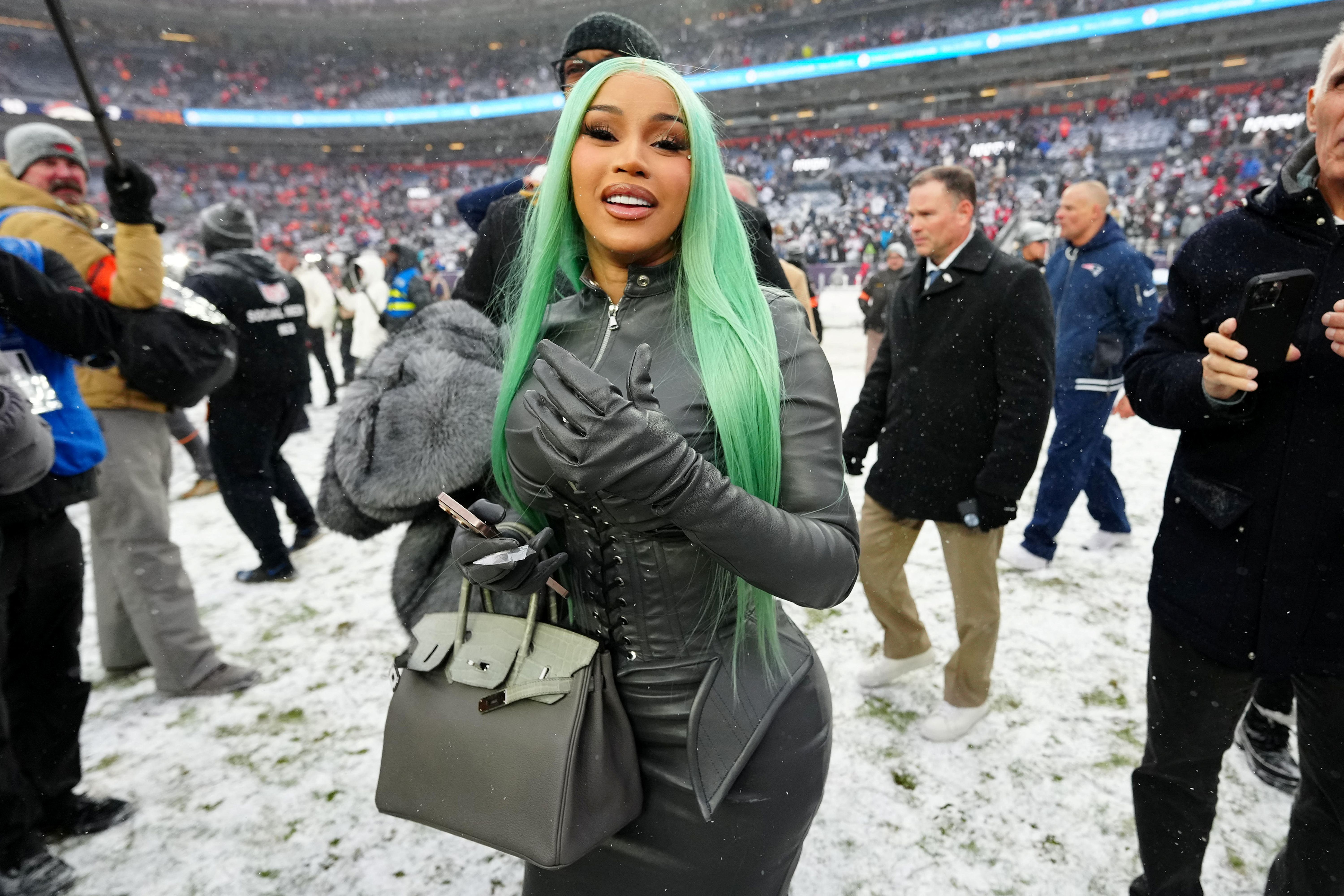 Musician Cardi B after an NFL game, and she's featured as we look at our Super Bowl 2026 novelty prop bets.