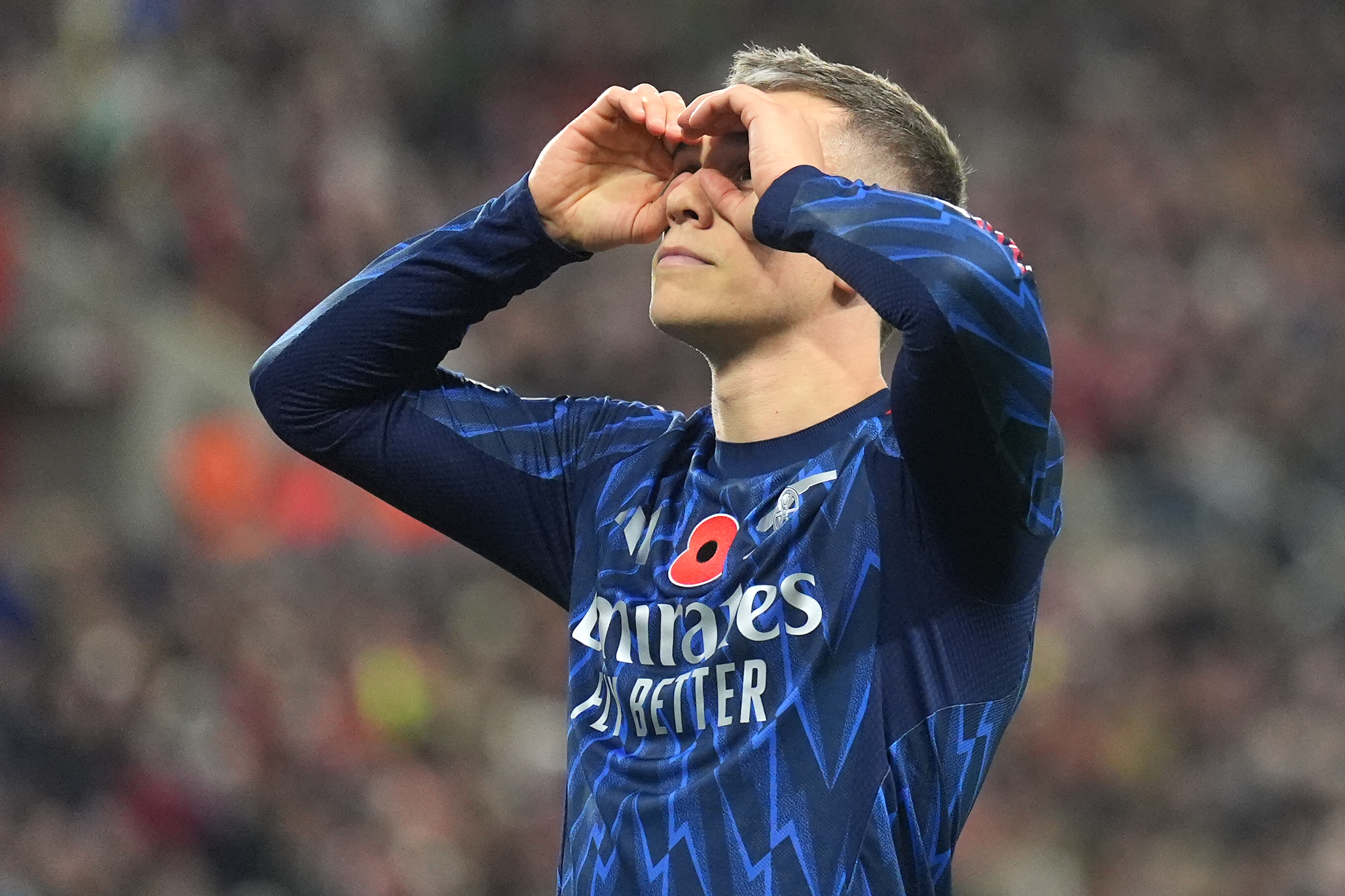 Arsenal's Leandro Trossard celebrates scoring as we dive into our Arsenal vs. Aston Villa predictions and odds today.