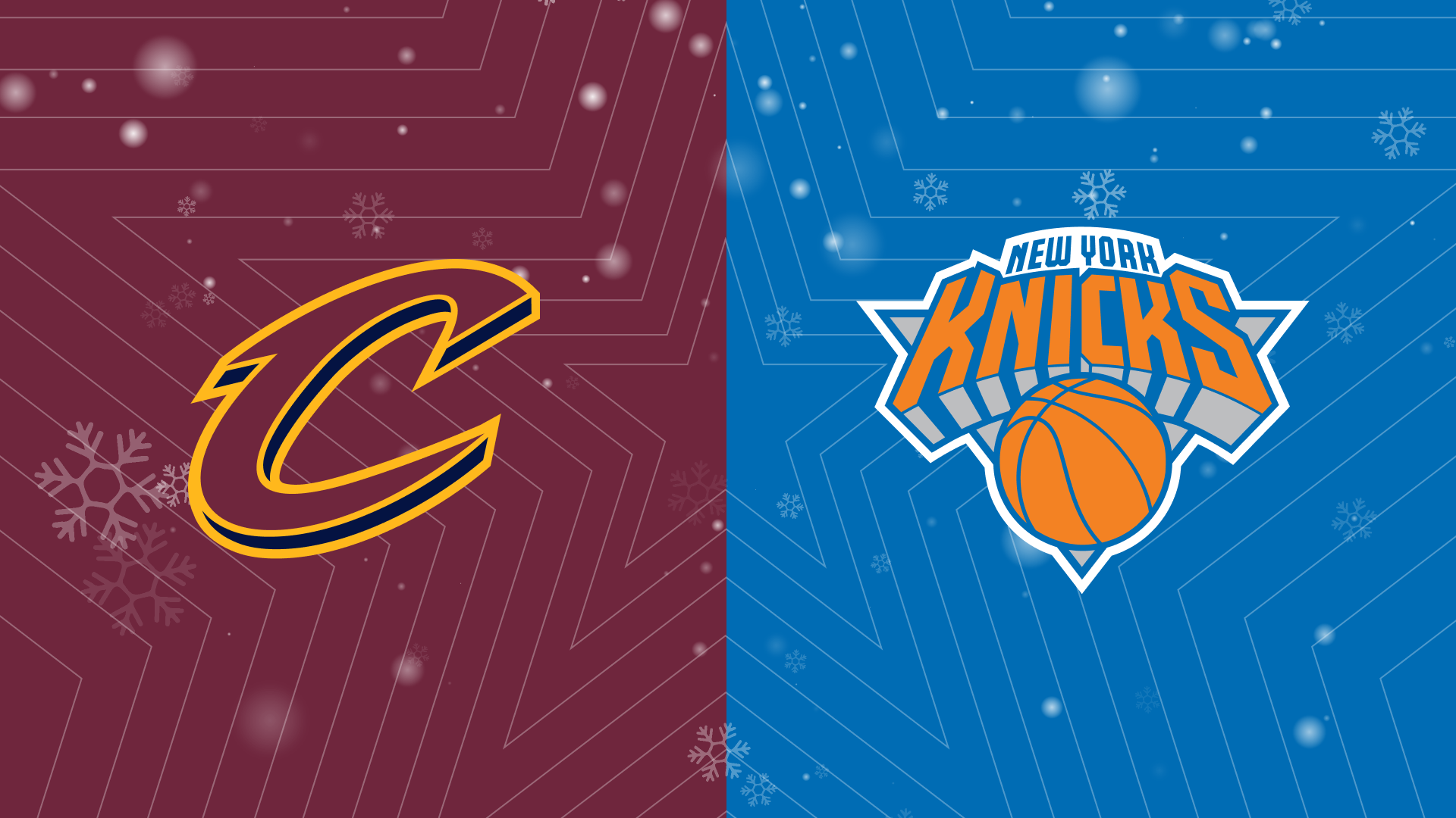 A custom graphic of the Cleveland Cavaliers vs. New York City Christmas Day matchup, as we look at our Cavaliers vs. Knicks player props