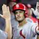 Nolan Arenado of the St. Louis Cardinals celebrates his solo home run against the Miami Marlins as we look at our Missouri sports betting petition.