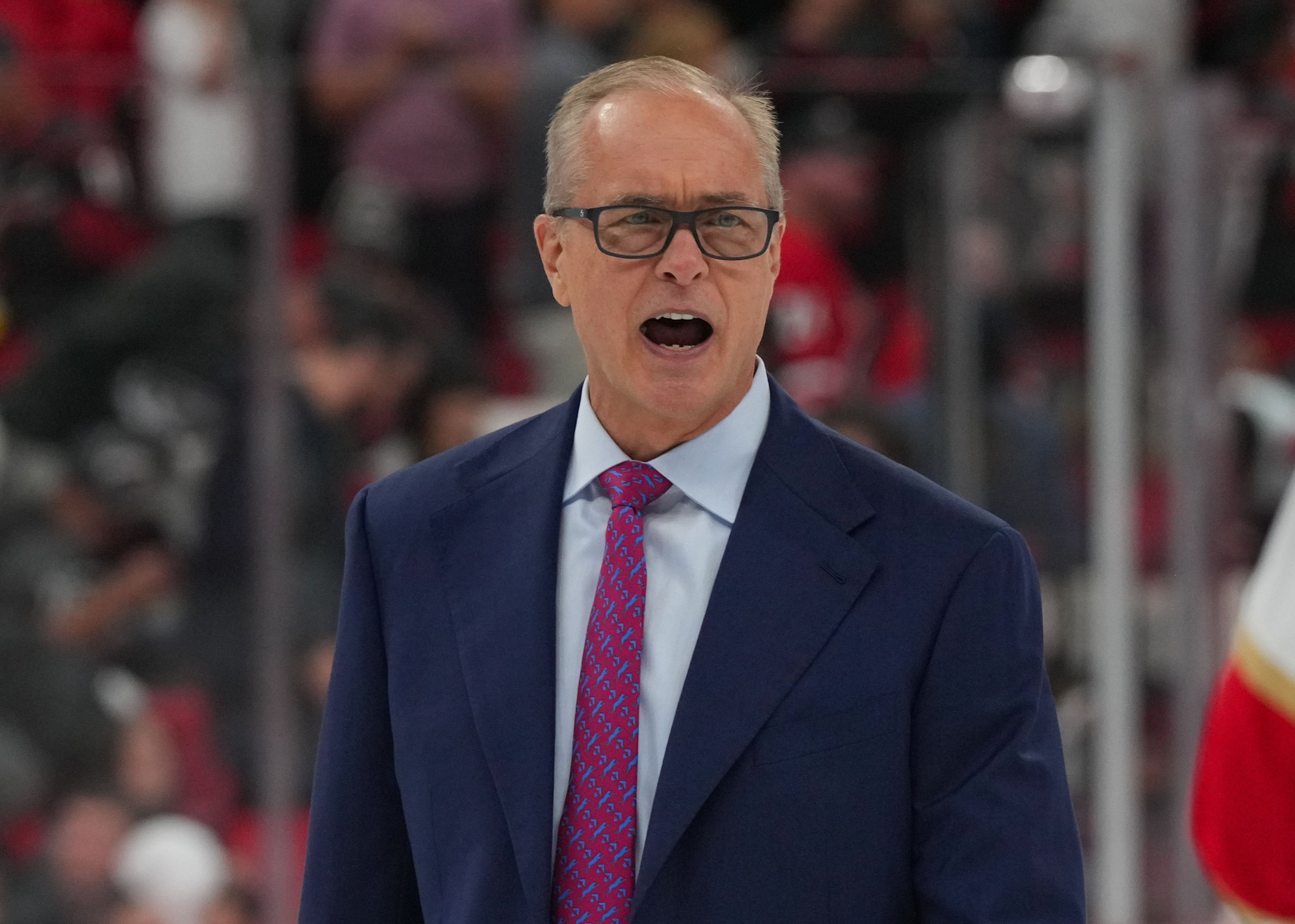 Florida Panthers head coach Paul Maurice reacts after defeating the Carolina Hurricanes in overtime as we examine the 2026-2027 Stanley Cup odds.