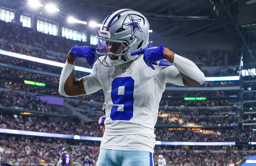 Dallas Cowboys wide receiver KaVontae Turpin (9) reacts as we offer our Cowboys vs. Giants prediction, odds, and TNF picks tonight for Thursday Night Football.