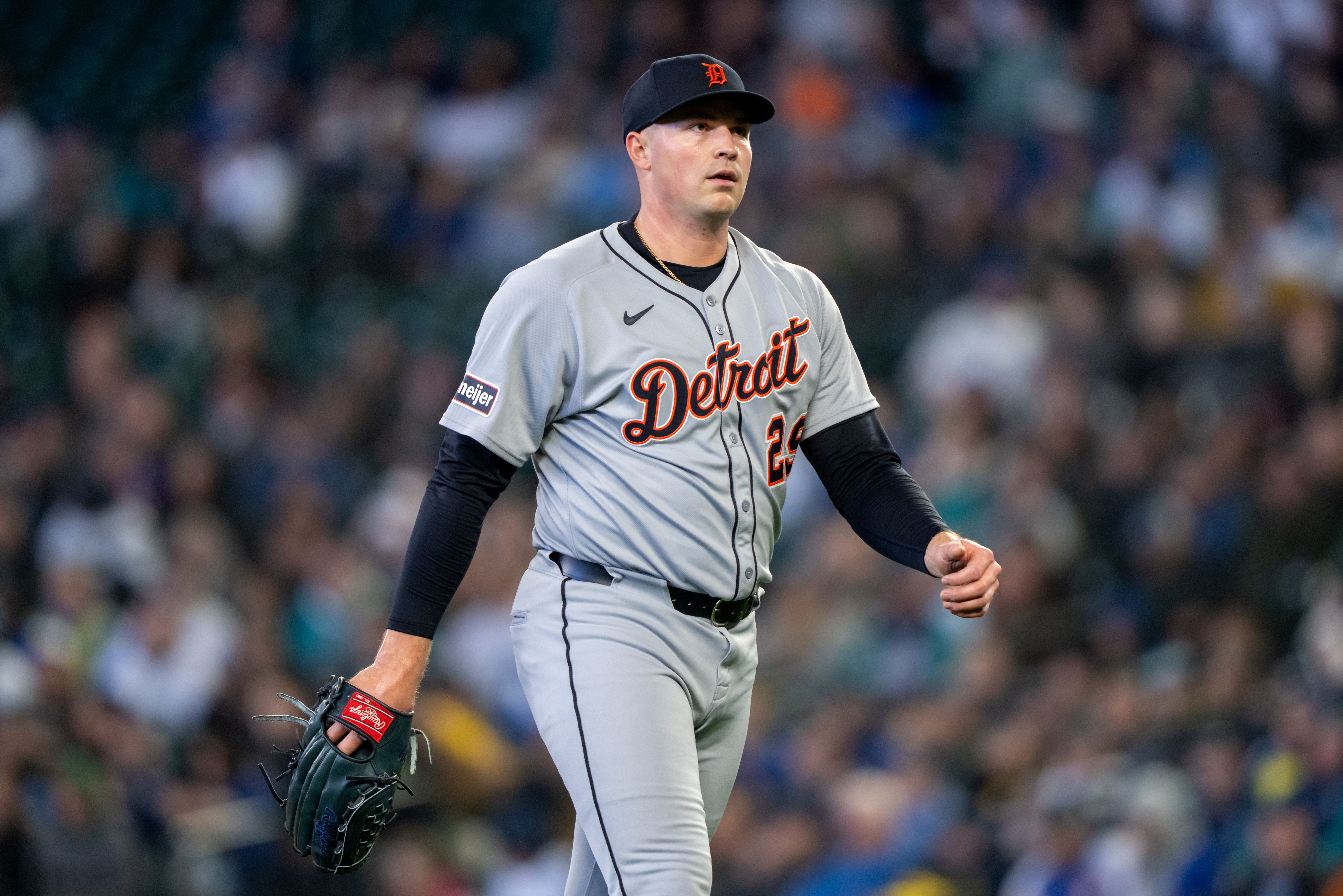 Detroit Tigers starting pitcher Tarik Skubal walks off the field, and he's key as we look at the MLB strikeout leader odds.