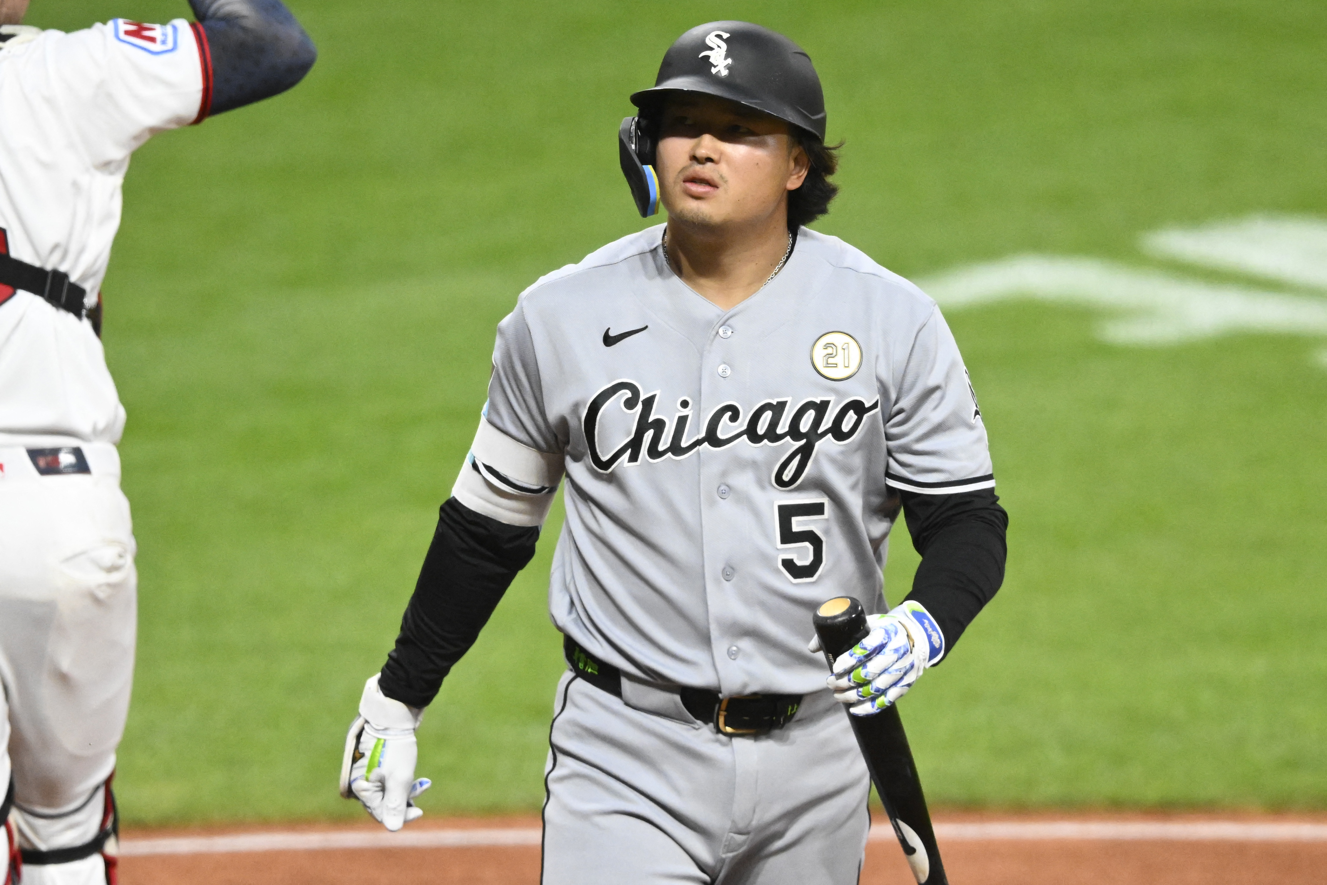 Chicago White Sox first baseman Munetaka Murakami reacts as we make our best White Sox vs. Guardians prediction