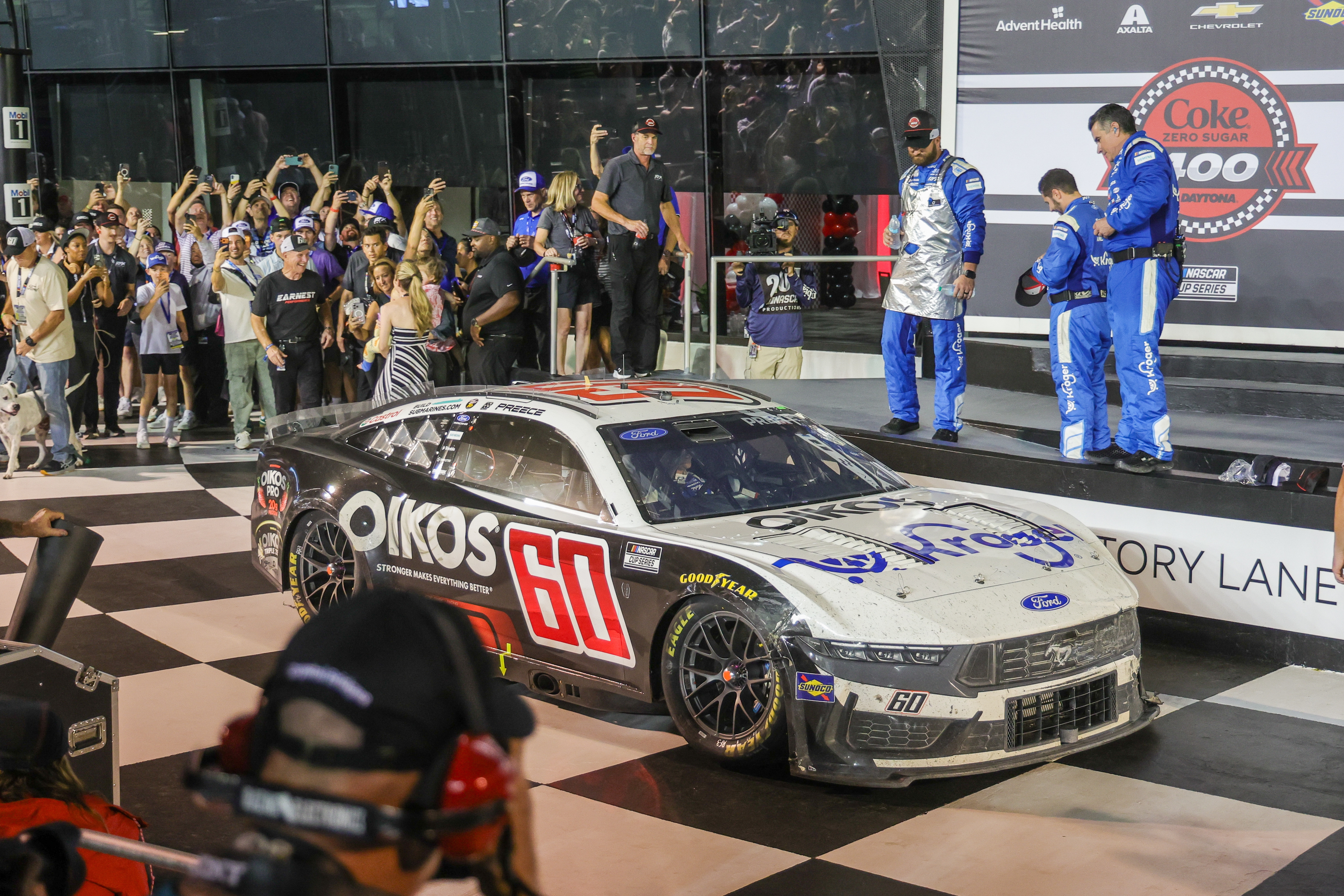 Winner Ryan Preece (60) drives into Victory Lane as he is featured in our Cook Out Southern 500 predictions.