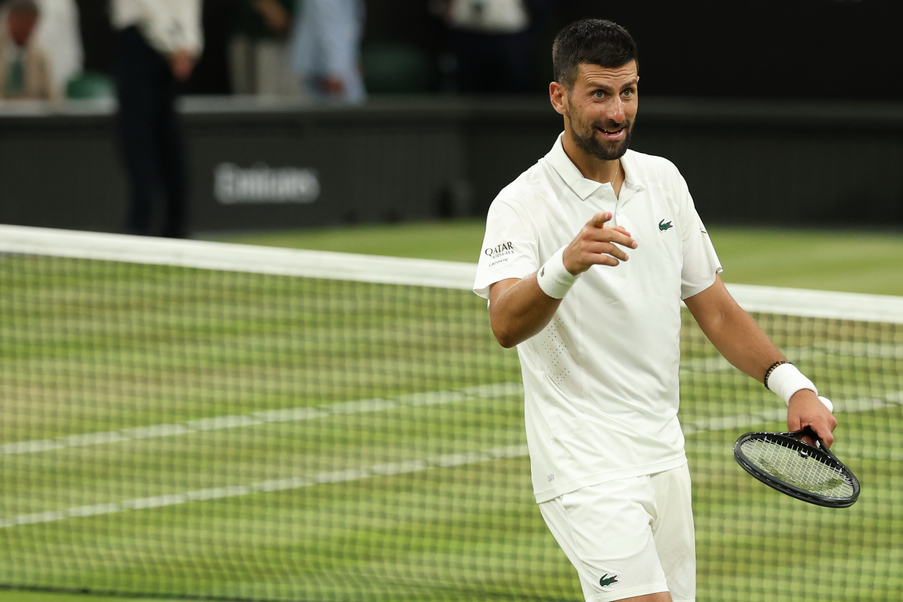 Novak Djokovic (SRB) celebrates after match as he is featured in our Wimbledon prediction.