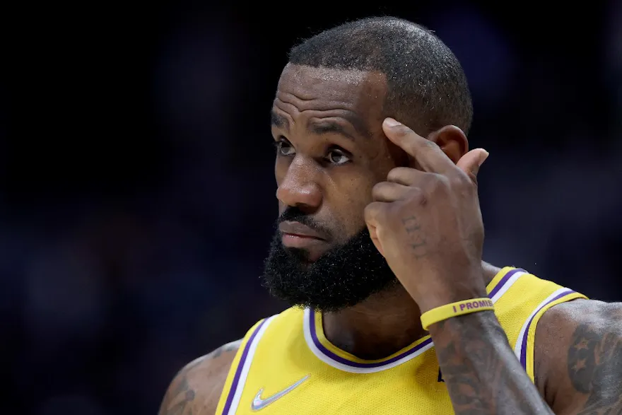 LeBron James of the Los Angeles Lakers plays the Denver Nuggets at Ball Arena in Denver, Colorado. Photo by MATTHEW STOCKMAN /Getty Images via AFP.