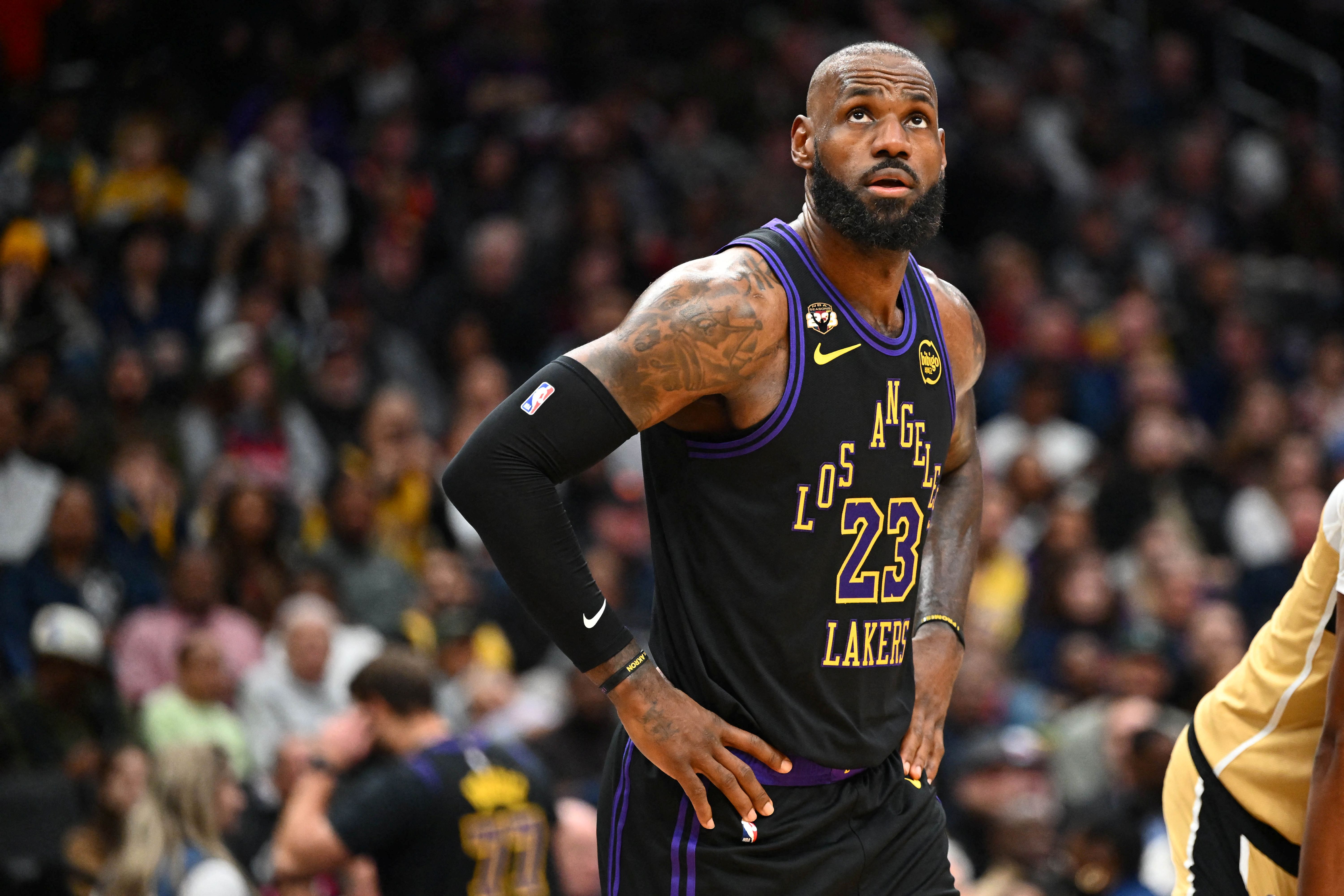 Los Angeles Lakers forward LeBron James (23), seen here on the court, is featured in our NBA player props and best bets today.