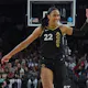 A'ja Wilson of the Las Vegas Aces reacts after scoring as we look at the 2023 WNBA odds.