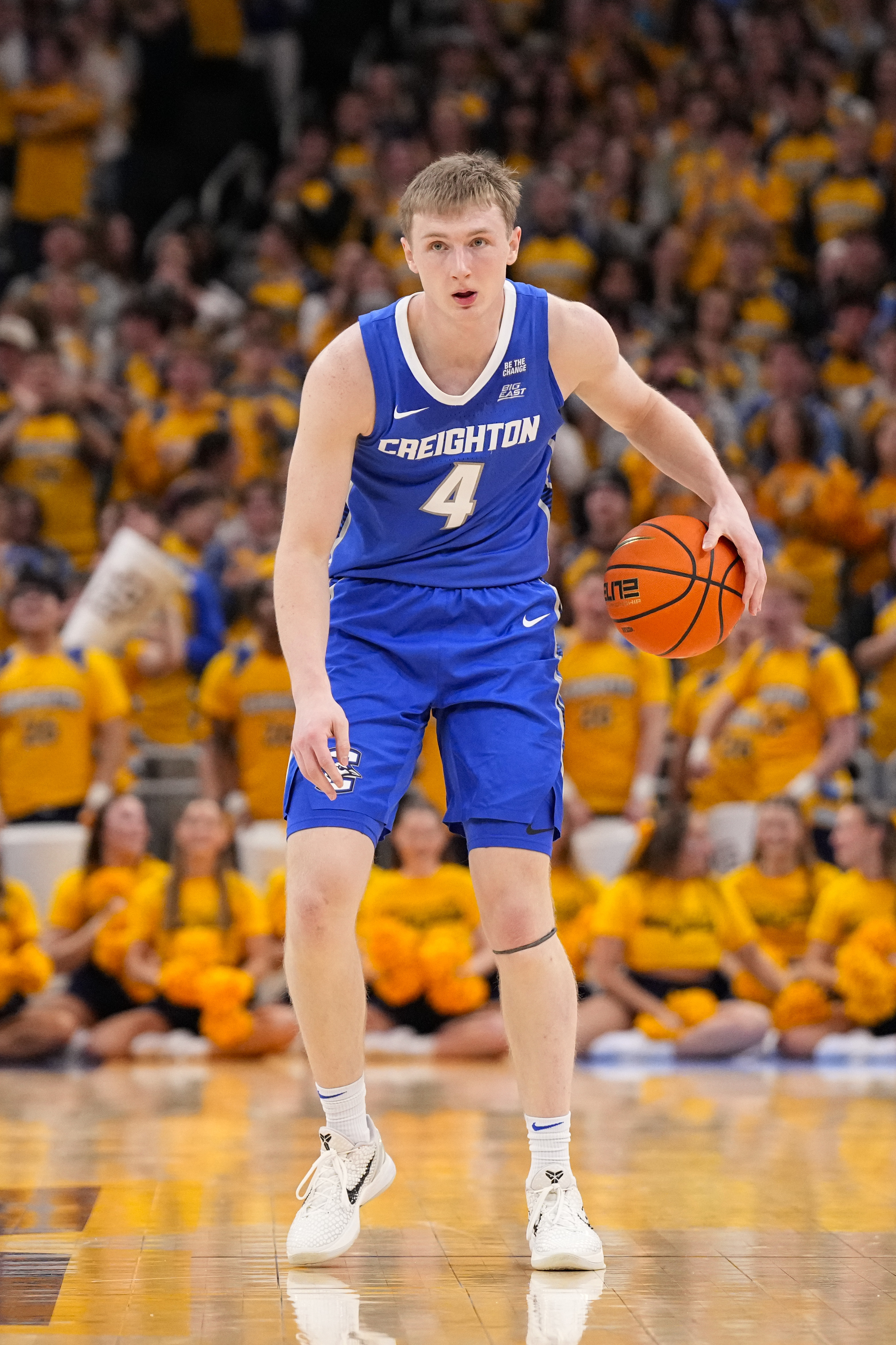 Creighton Bluejays guard Josh Dix (4) during the game as we break down our UConn vs. Creighton prediction.