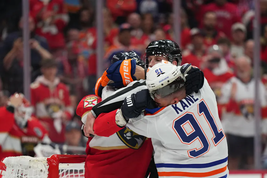 Florida Panthers defenseman Brandon Montour and Edmonton Oilers forward Evander Kane fight as Gary Pearson offers Game 3 prediction for Thursday's tilt between the Panthers and Oilers.