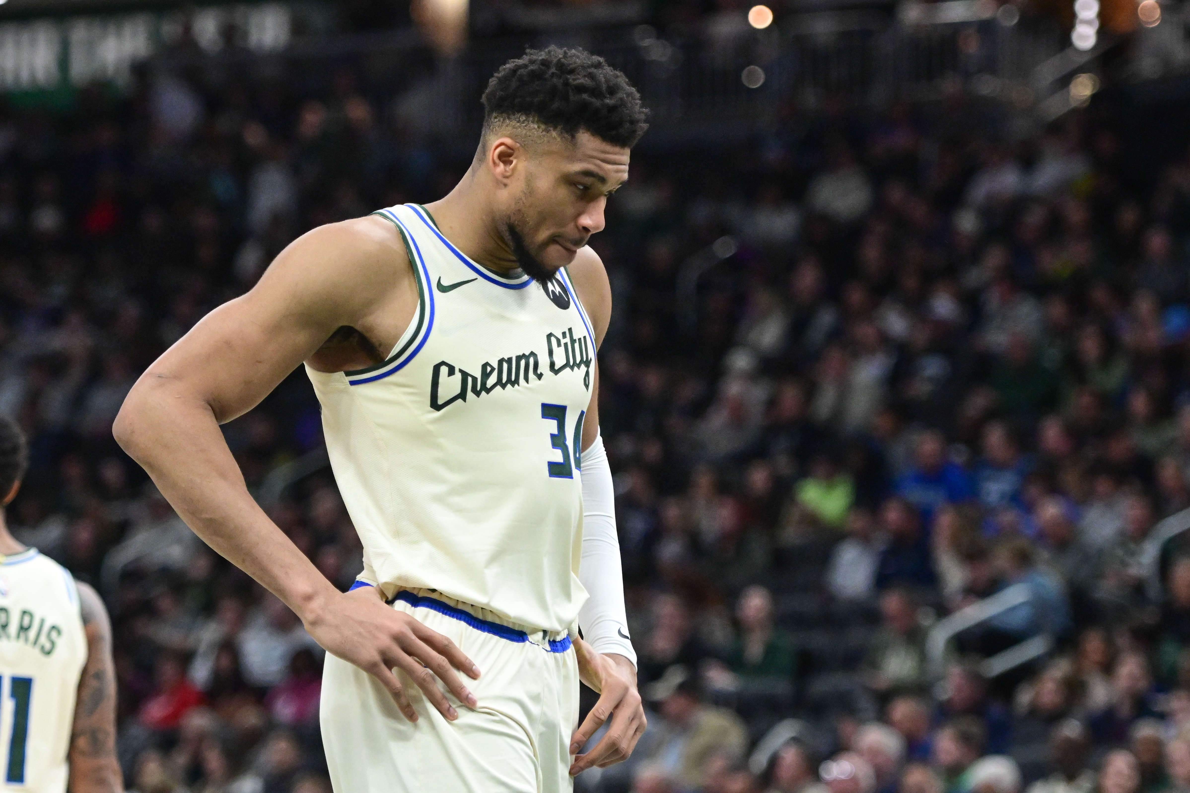 Milwaukee Bucks forward Giannis Antetokounmpo (34) reacts as we break down the Giannis Antetokounmpo trade rumors.