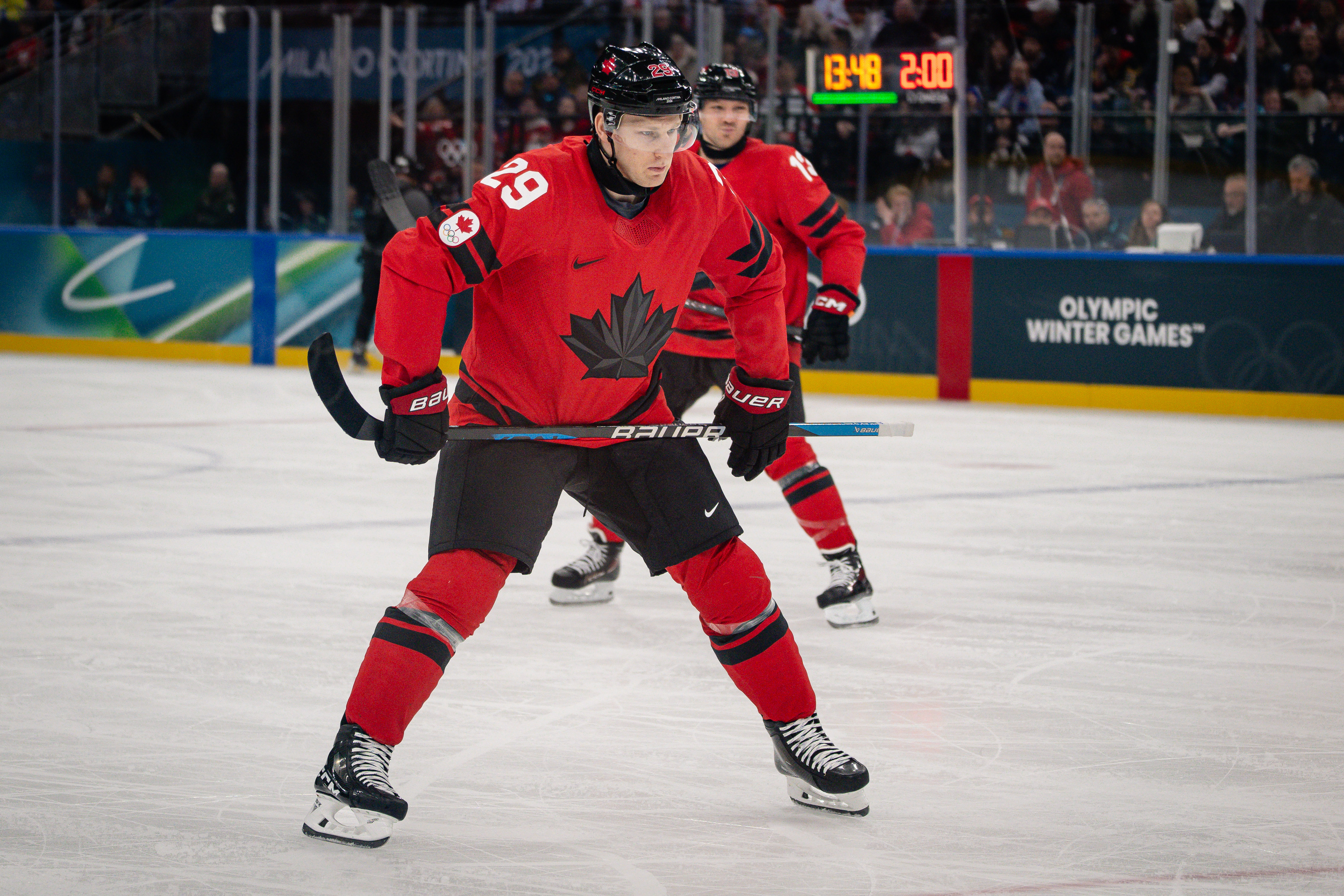 Nathan MacKinnon gets set to take a face-off as we provide our Canada vs. USA prediction, best bets, and odds for today's Olympic gold medal game.