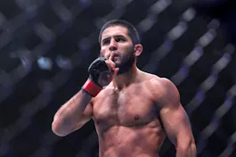 Russia's Islam Makhachev reacts after his Lightweight bout as we look at our Makhachev vs. Poirier UFC 302 fight preview