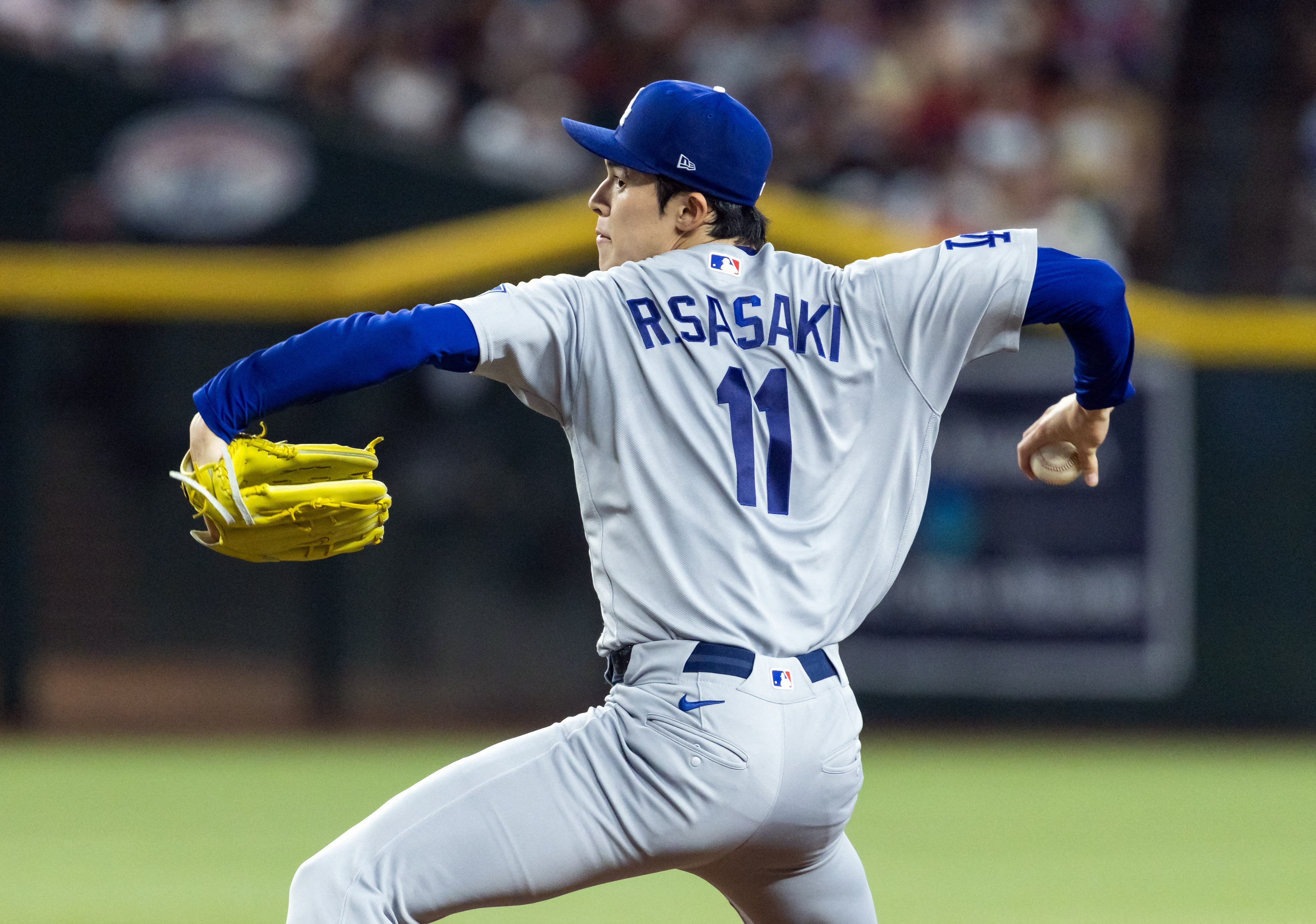 Los Angeles Dodgers pitcher Roki Sasaki pitches as he is featured in our Brewers vs. Dodgers prediction.