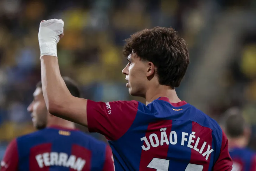 Joao Felix of FC Barcelona is celebrating a goal in the La Liga as we make our best prop picks and prediction for the second leg of the Barcelona vs. PSG Champions League quarterfinal on Tuesday. 