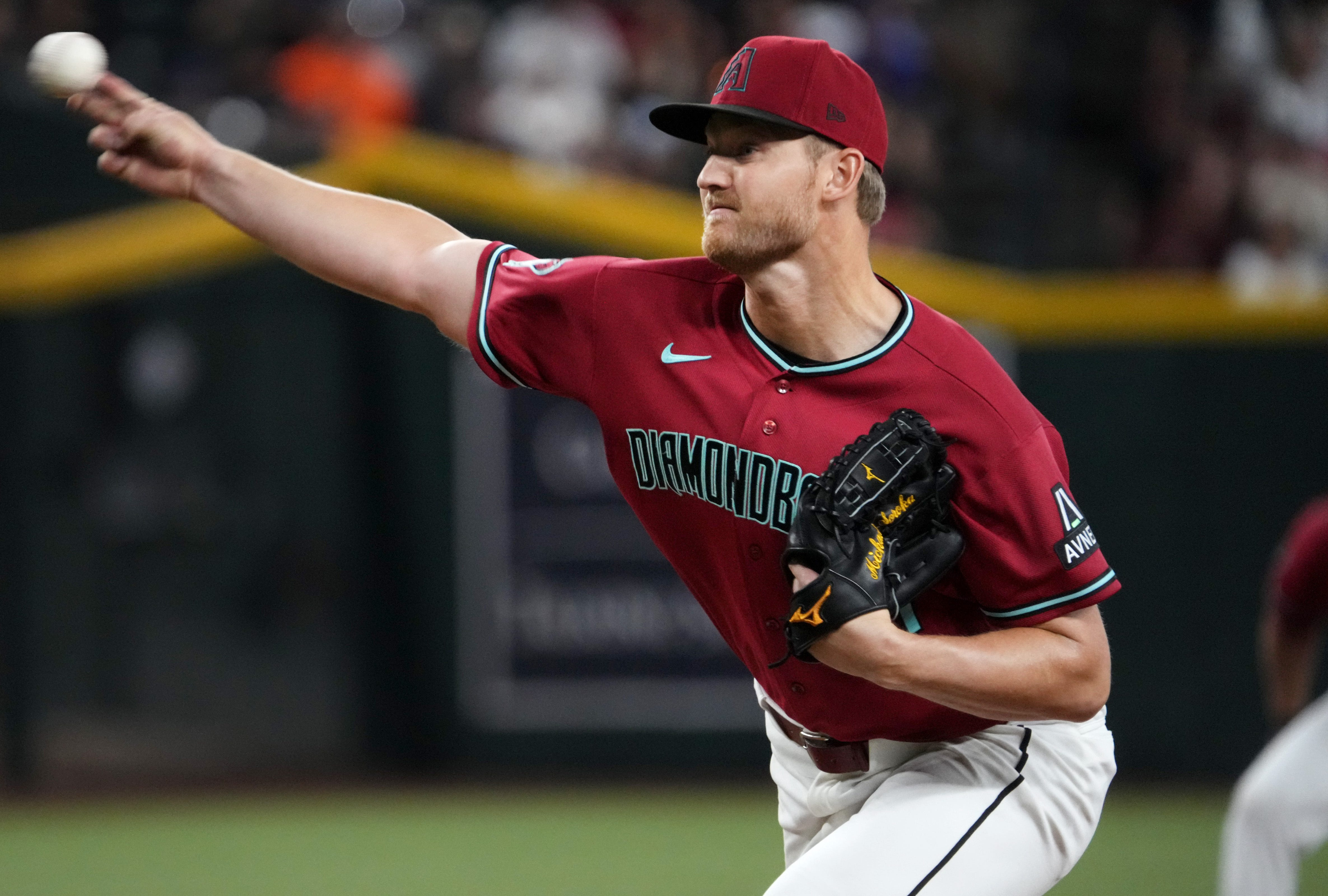 Arizona Diamondbacks right-hander Michael Soroka (34) pitches as he is featured in our Twins vs. Diamondbacks win probability.
