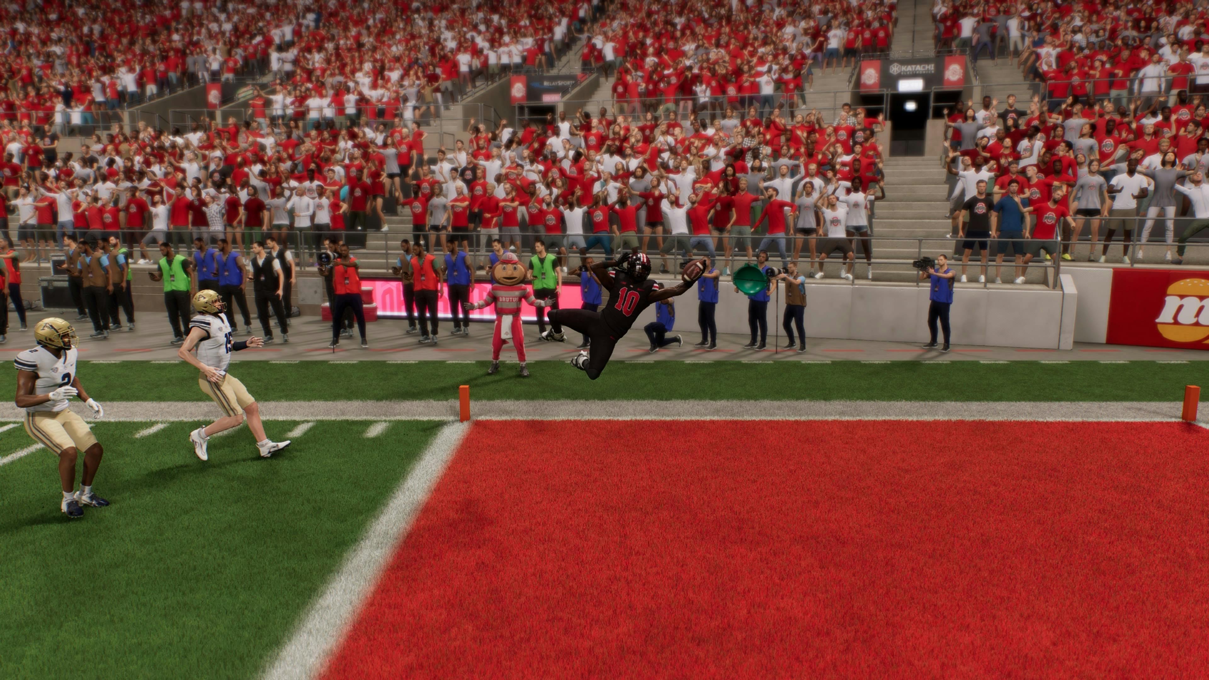 The 82-yard pick-six with Denzel Burke had the crowd at The Horseshoe erupting as he dove into the end zone. Screenshot via EA Sports College Football 25.