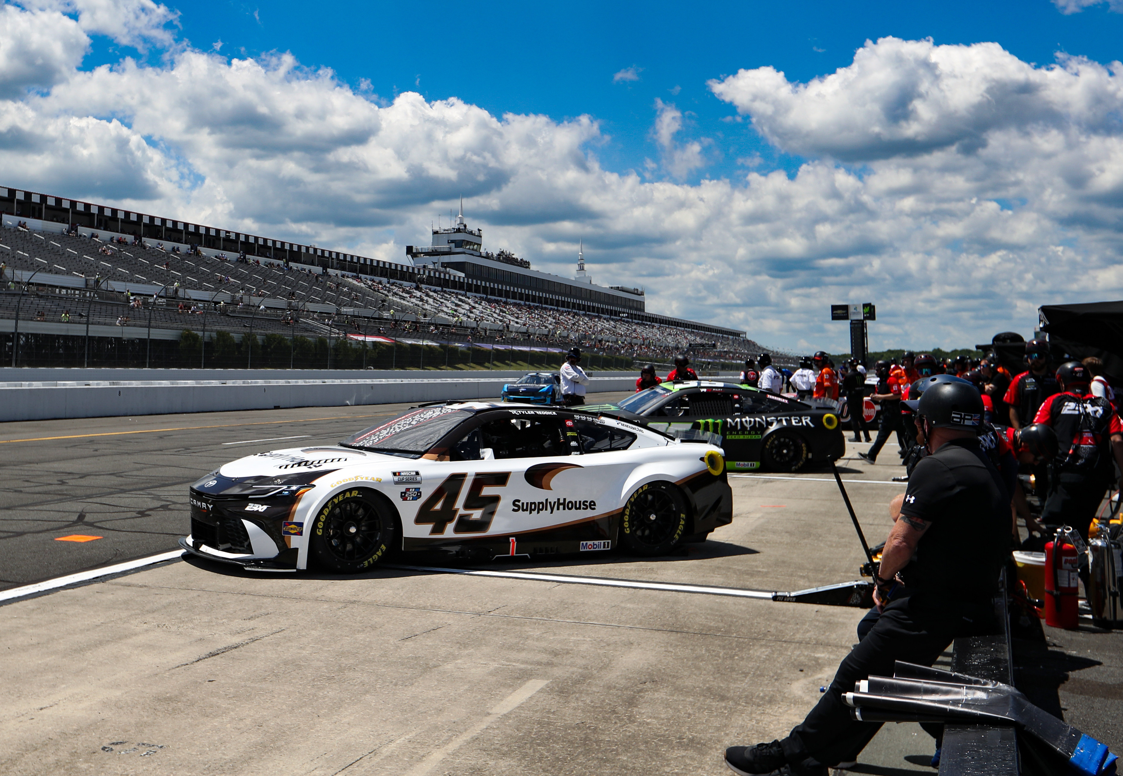The car of NASCAR Cup Series driver Tyler Reddick (45) sits on pit road as he is featured in our Eero 400 Predictions.