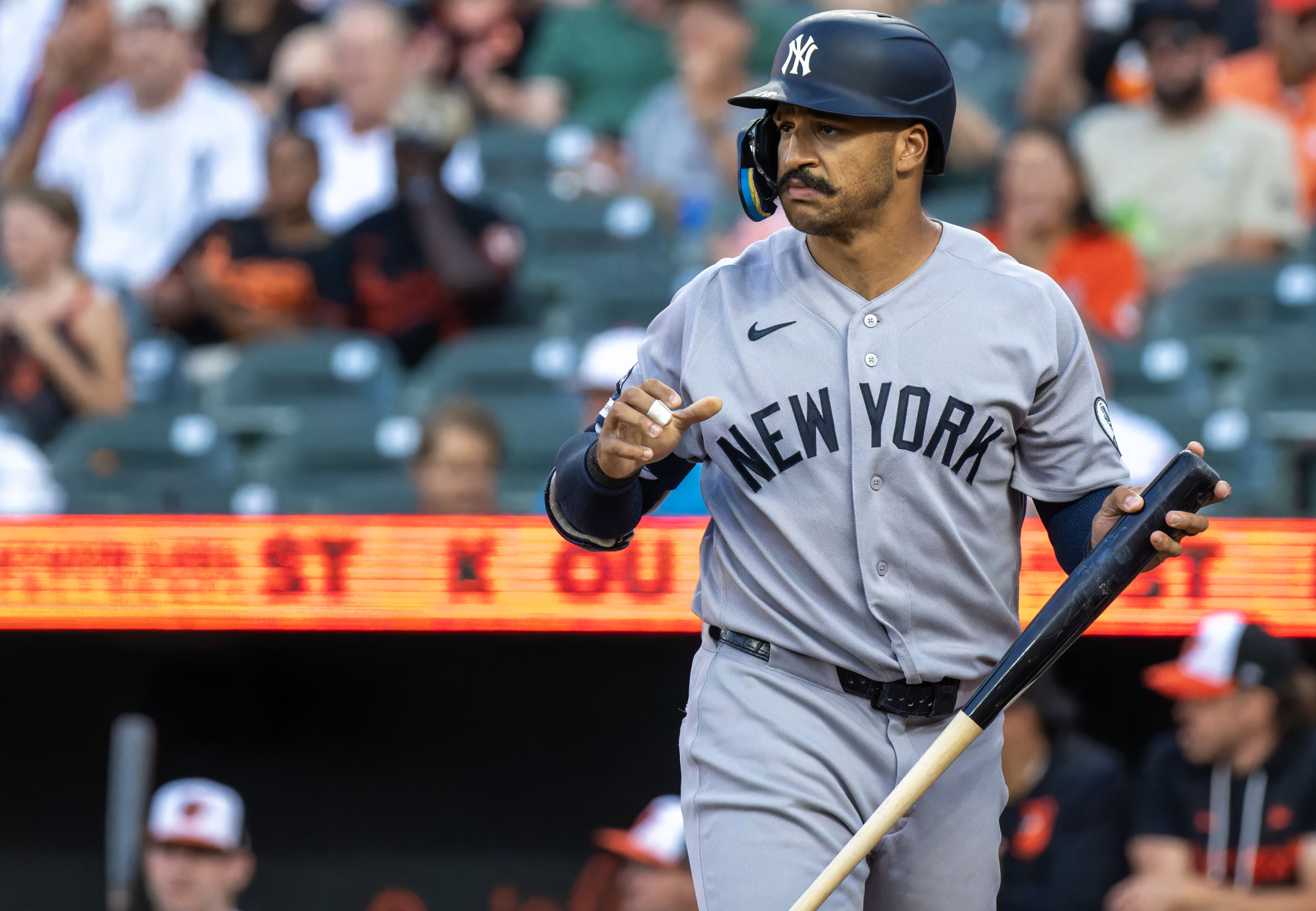 New York Yankees center fielder Trent Grisham strikes out as we make our best Blue Jays vs. Yankees prediction