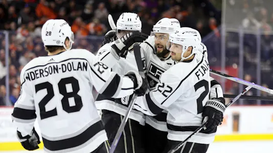 The Los Angeles Kings celebrate a goal and are a long shot to win the Stanley Cup.