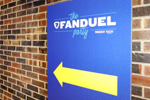 A view of signage during The FanDuel Party as we look at the AGA report on sportsbook advertising in 2023