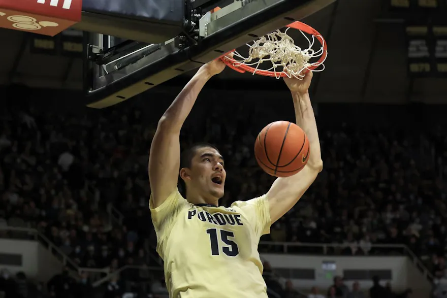 Zach Edey of the Purdue Boilermakers dunks the ball as we look at the Big Ten regular-season conference odds.