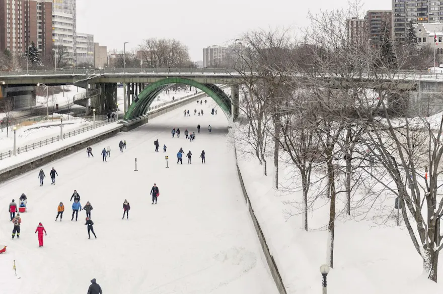 Ice skaters are pictured on the Rideau Canal in Ottawa, ON, Canada as we try to predict when the Rideau Canal will open for skating