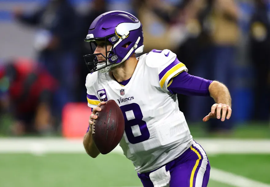 Kirk Cousins #8 of the Minnesota Vikings features in our Vikings vs. Eagles player props