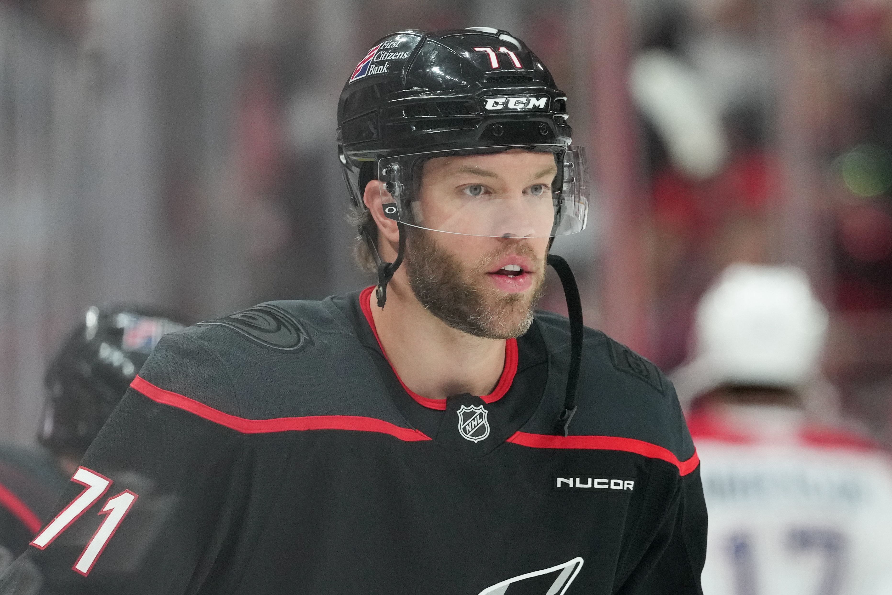 Carolina Hurricanes left wing Taylor Hall (71) looks on as we break down our Canadiens vs. Hurricanes prediction & odds.
