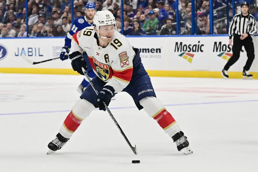Matthew Tkachuk of the Florida Panthers looks to shoot as we look at the Stanley Cup odds